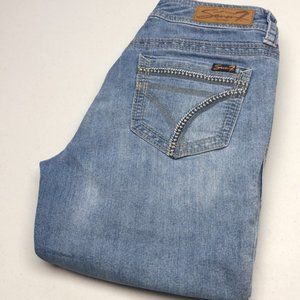 LIKE NEW SEVEN7 FACTORY DENIM CAPRIS 6/28x17 EMBROIDERED BACK POCKETS 🦋